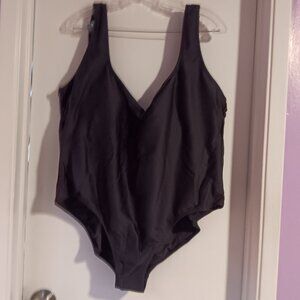 J Crew Women's Ribbed Square Neck One Piece Size 24 Black NWT